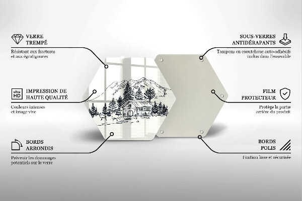 Üveg vágódeszka Rajz egy ház a hegyekben