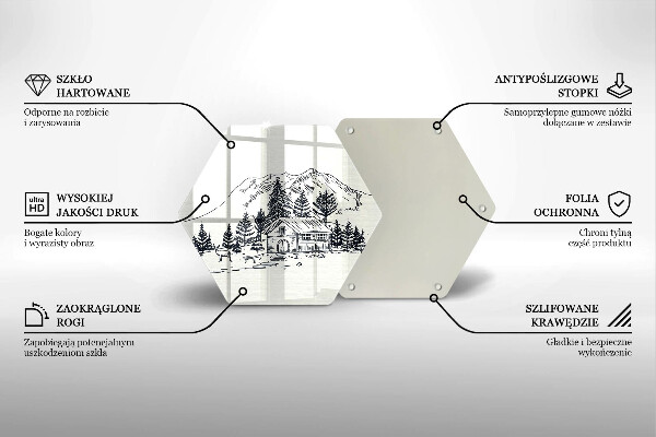 Üveg vágódeszka Rajz egy ház a hegyekben