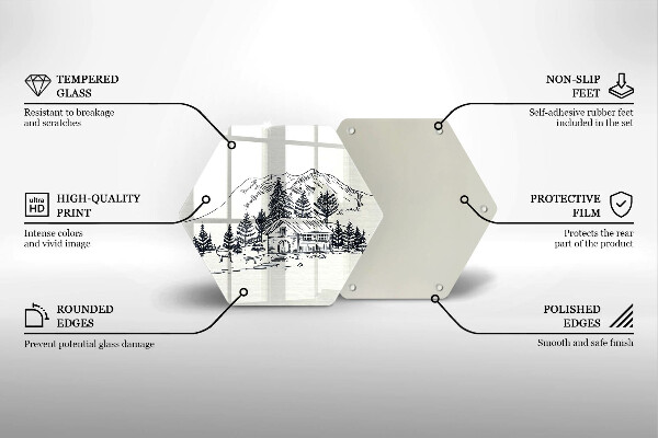 Üveg vágódeszka Rajz egy ház a hegyekben