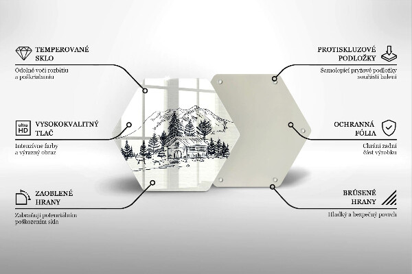 Üveg vágódeszka Rajz egy ház a hegyekben