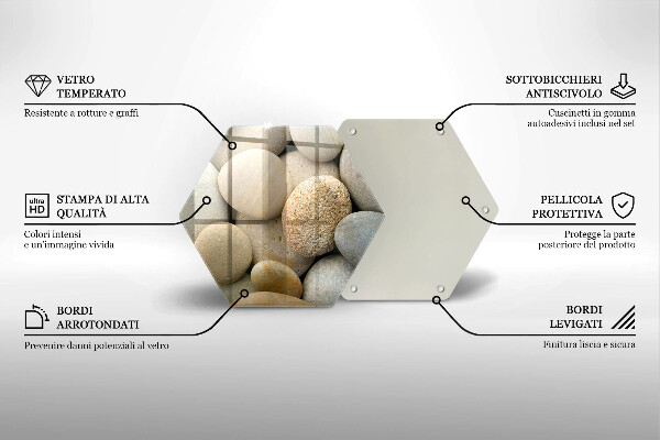 Üveg vágódeszka Ovális kövek mintája