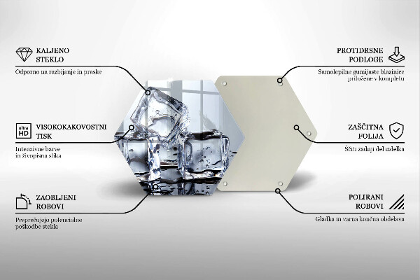 Üveg vágódeszka Jégkockák