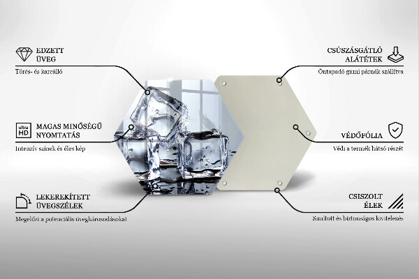 Üveg vágódeszka Jégkockák