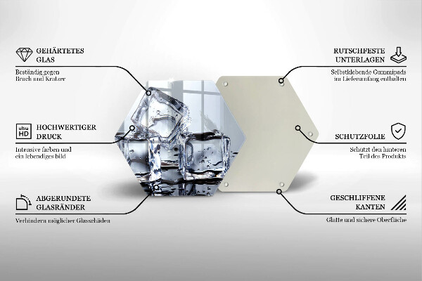 Üveg vágódeszka Jégkockák