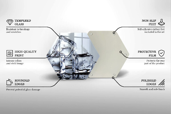 Üveg vágódeszka Jégkockák