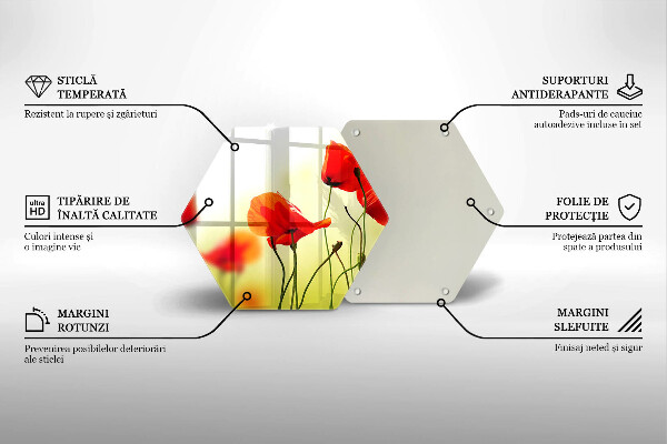Üveg vágódeszka Piros pipacs virágok
