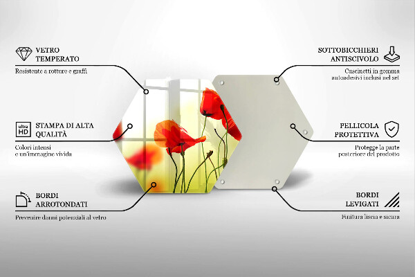 Üveg vágódeszka Piros pipacs virágok