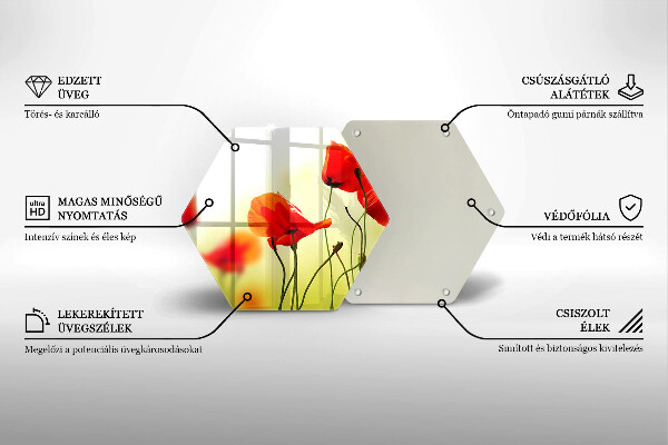 Üveg vágódeszka Piros pipacs virágok