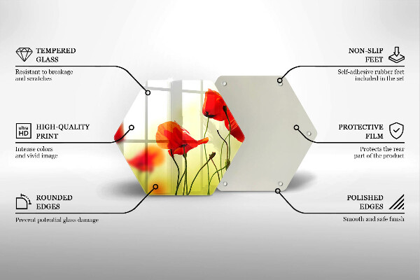 Üveg vágódeszka Piros pipacs virágok