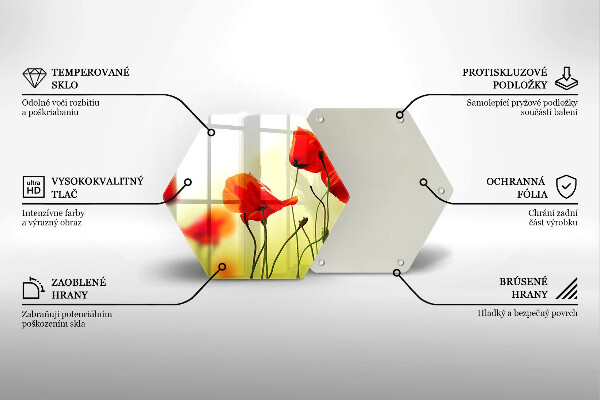 Üveg vágódeszka Piros pipacs virágok