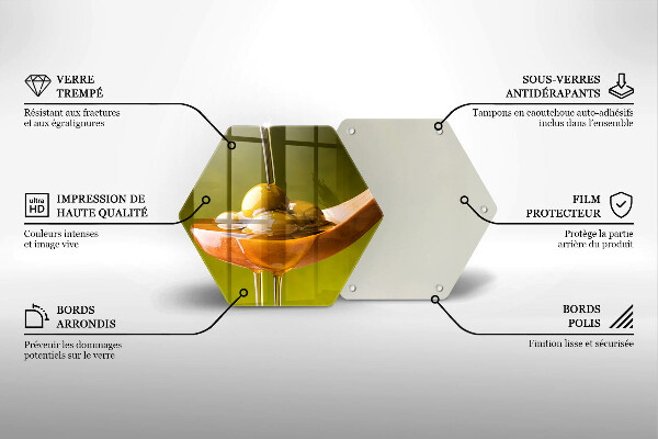 Üveg vágódeszka Olívaolaj és olívabogyó