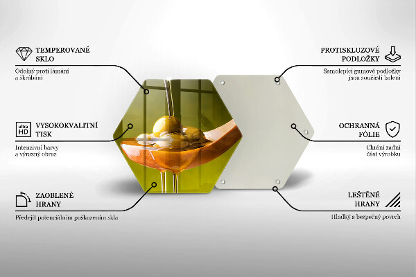 Üveg vágódeszka Olívaolaj és olívabogyó