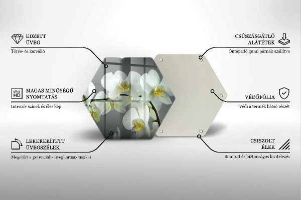 Üveg vágódeszka Fehér orchidea virágok