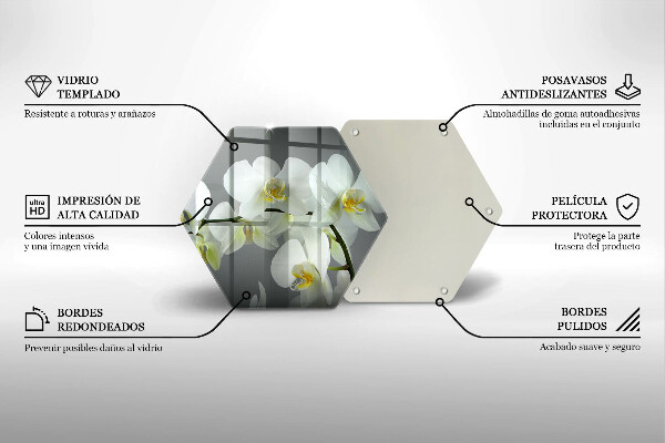 Üveg vágódeszka Fehér orchidea virágok