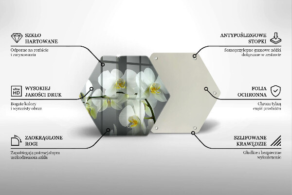 Üveg vágódeszka Fehér orchidea virágok