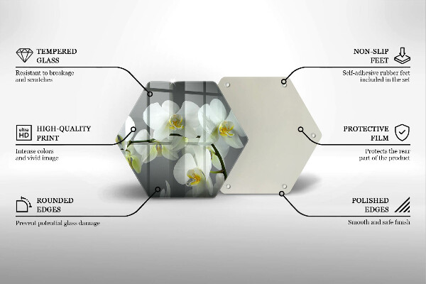 Üveg vágódeszka Fehér orchidea virágok