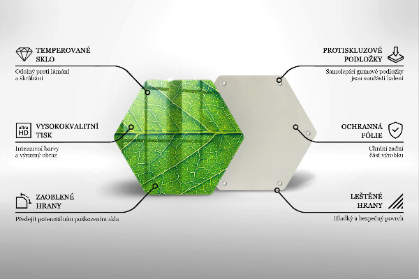 Üveg vágódeszka Természetes levélerek