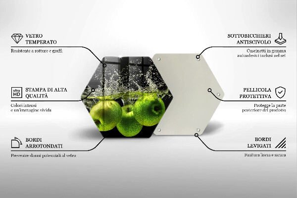Üveg vágódeszka Zöld alma és víz