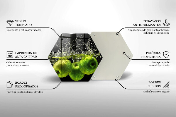 Üveg vágódeszka Zöld alma és víz