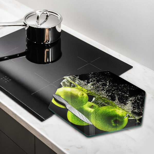 Üveg vágódeszka Zöld alma és víz