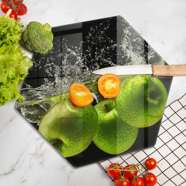 Üveg vágódeszka Zöld alma és víz