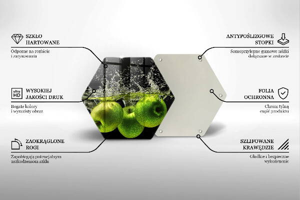 Üveg vágódeszka Zöld alma és víz