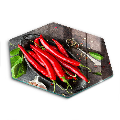 Üveg vágódeszka Piros chili paprika