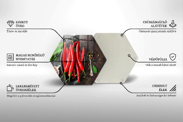 Üveg vágódeszka Piros chili paprika