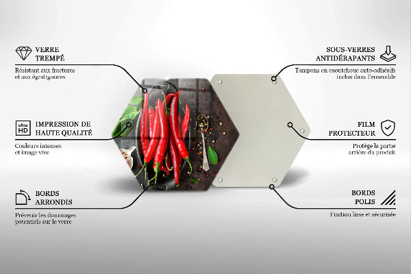 Üveg vágódeszka Piros chili paprika