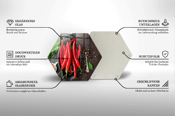 Üveg vágódeszka Piros chili paprika