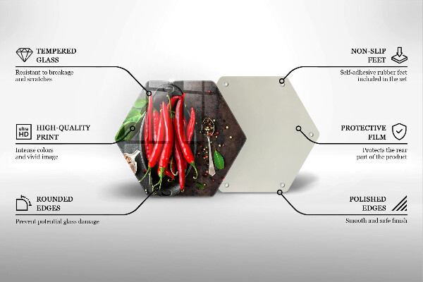 Üveg vágódeszka Piros chili paprika