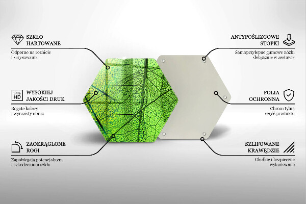 Üveg vágódeszka Természetes levélerek