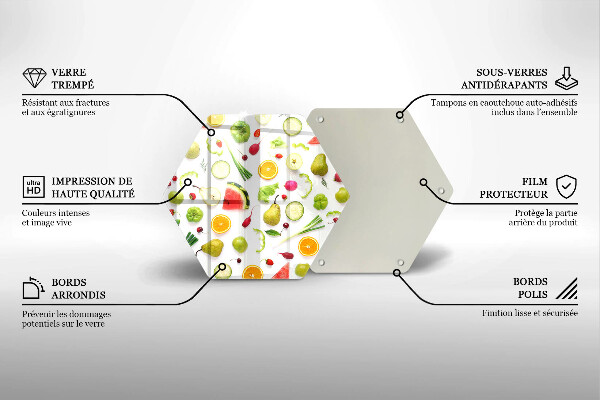 Üveg vágódeszka Gyümölcsök és zöldségek minta