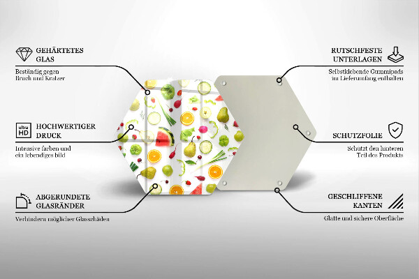 Üveg vágódeszka Gyümölcsök és zöldségek minta