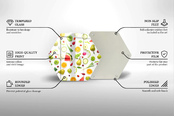 Üveg vágódeszka Gyümölcsök és zöldségek minta