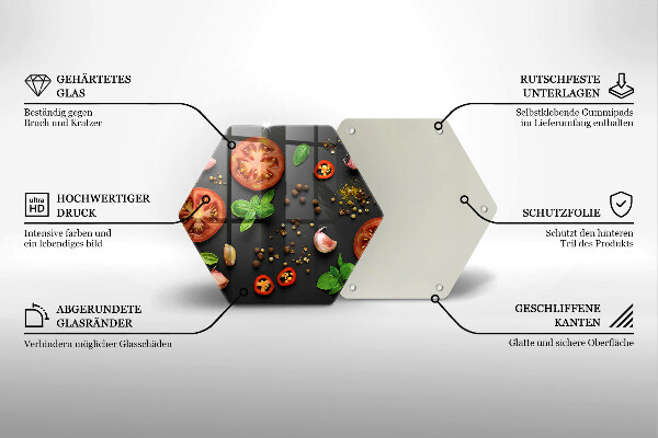 Üveg vágódeszka Paradicsom és fűszerek