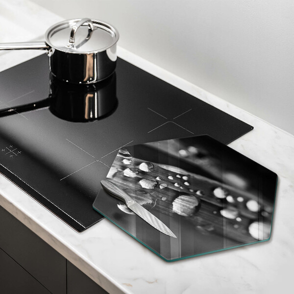 Üveg vágódeszka Harmatcseppek a leveleken