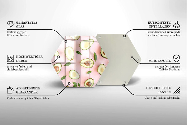 Üveg vágódeszka Avokádó minta