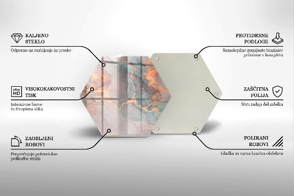 Üveg vágódeszka Márvány arannyal