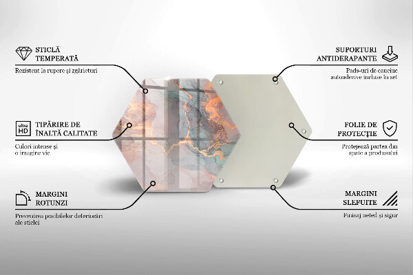 Üveg vágódeszka Márvány arannyal