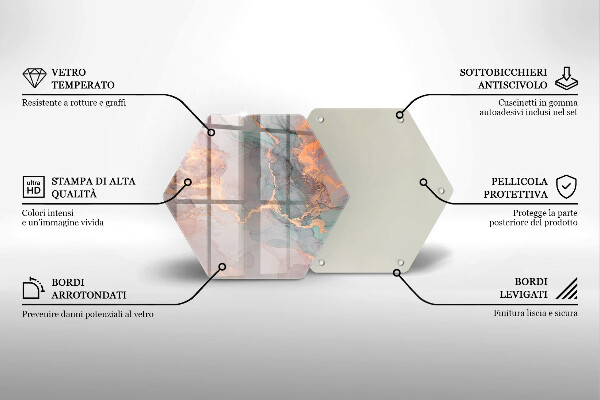 Üveg vágódeszka Márvány arannyal