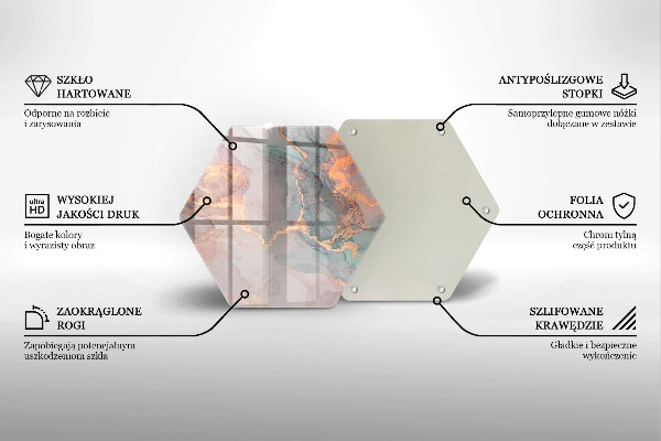 Üveg vágódeszka Márvány arannyal
