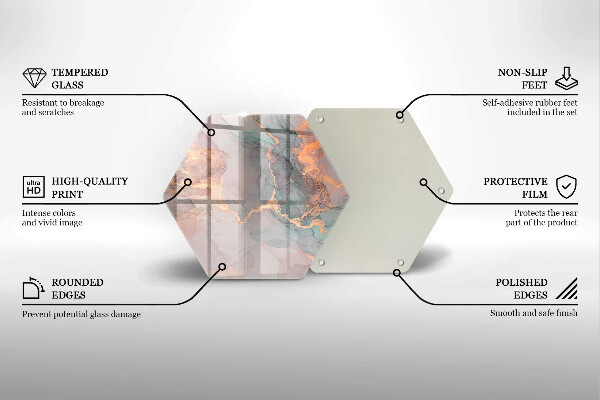 Üveg vágódeszka Márvány arannyal