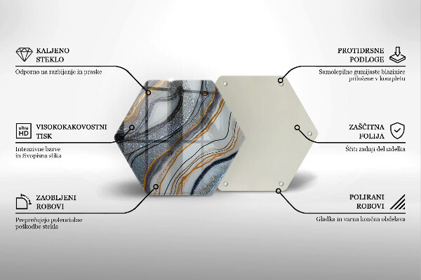 Üveg vágódeszka szikla arannyal