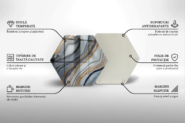 Üveg vágódeszka szikla arannyal