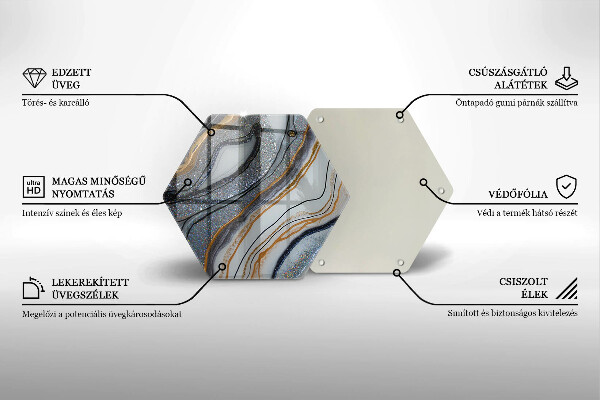 Üveg vágódeszka szikla arannyal