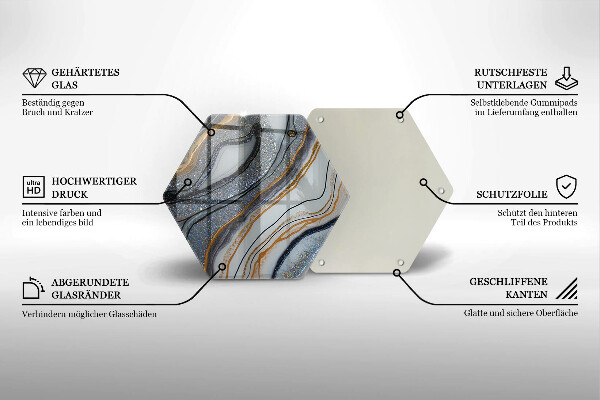 Üveg vágódeszka szikla arannyal