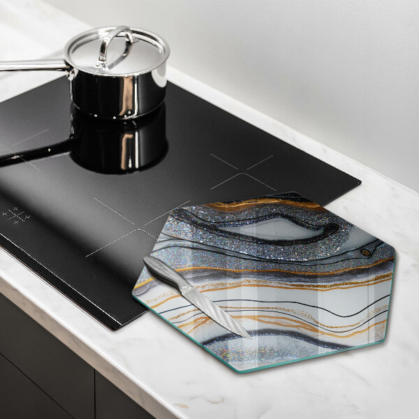 Üveg vágódeszka szikla arannyal