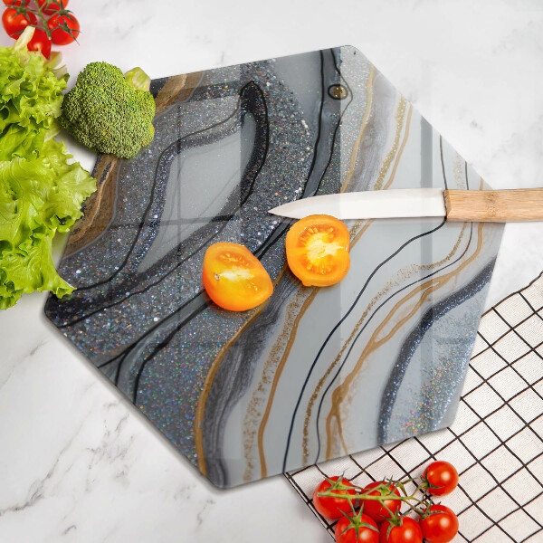 Üveg vágódeszka szikla arannyal