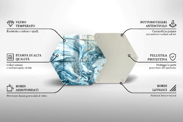 Üveg vágódeszka Szerkezete arannyal